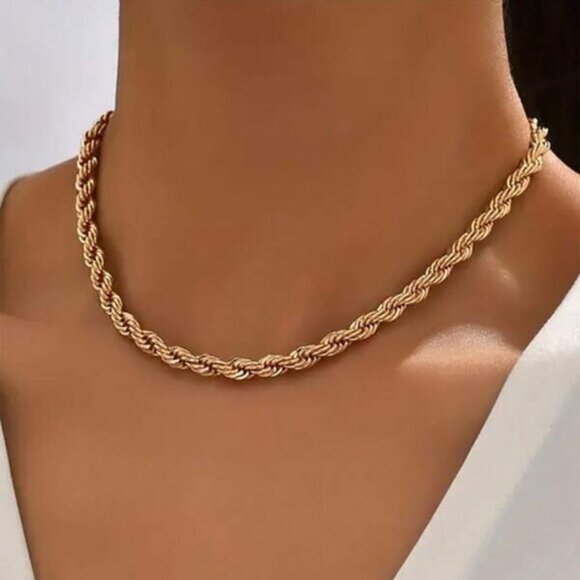 18K Gold Filled Rope Chain Necklace - Picture 2 of 4